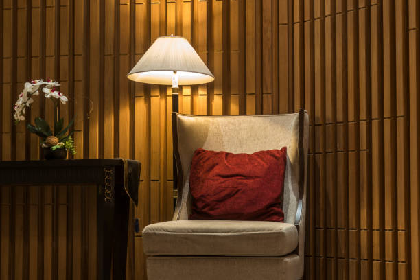 istock Luxury sofas in the hotel's guest lounge with night lighting. 897842794