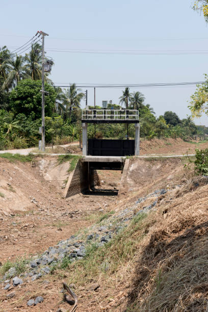 istock Opened watergate in run dry canal 897847966