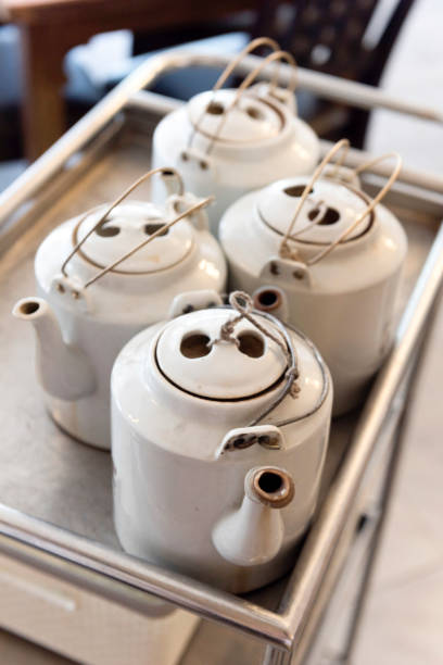 istock Traditional Chinese teapots on serving cart 897850410