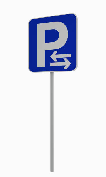 istock German traffic sign: Parking in the direction of the arrow (right and left) allowed, isolated on white. 897862878