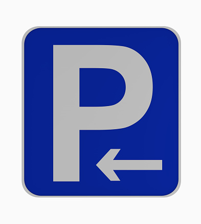 Deutsches Verkehrsschild: Parken enlaces erlaubt, auf weiß isoliert. photo