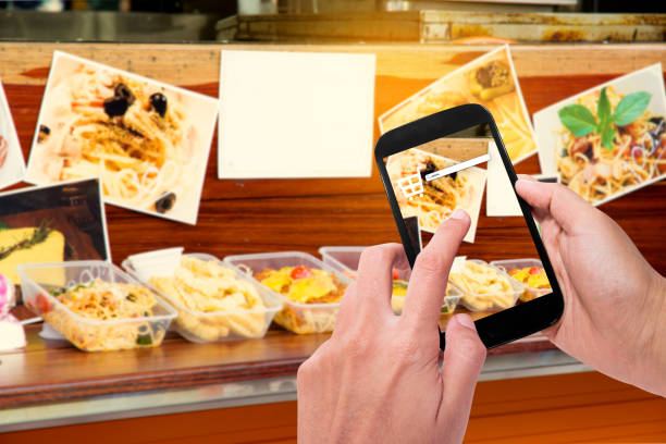 istock Man use smartphone ordering with  american foods 897884844