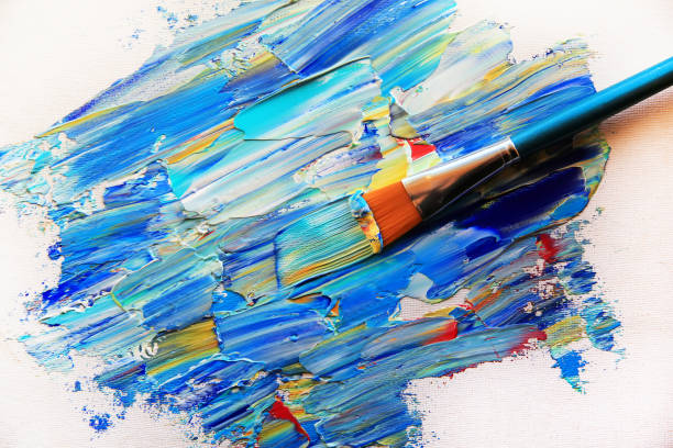 istock Closeup background of brush and palette. 897905826