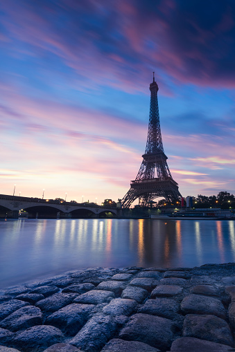 Eiffel Tower during the blue hour. Paris, France