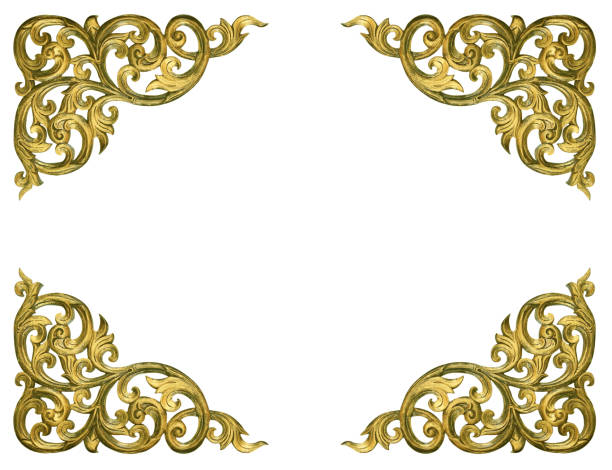 istock Pattern of flower carved frame on white background 897976702