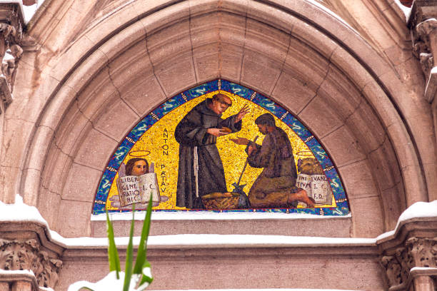 Detail from St. Antoine Church in Istanbul in winter time