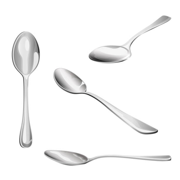 Set of spoons Set of spoons isolated on white background, illustration. teaspoon stock illustrations