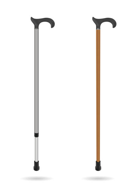 istock Wooden cane and metal telescopic cane with elegant ergonomic handle. Isolated objects on white background. Medicine and health. Vector illustrations. 898021620