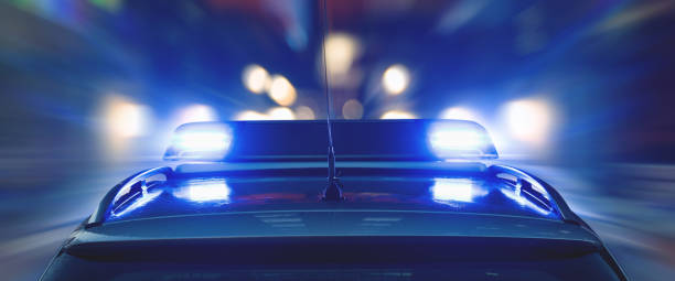 istock Police drive at high speed 898035060