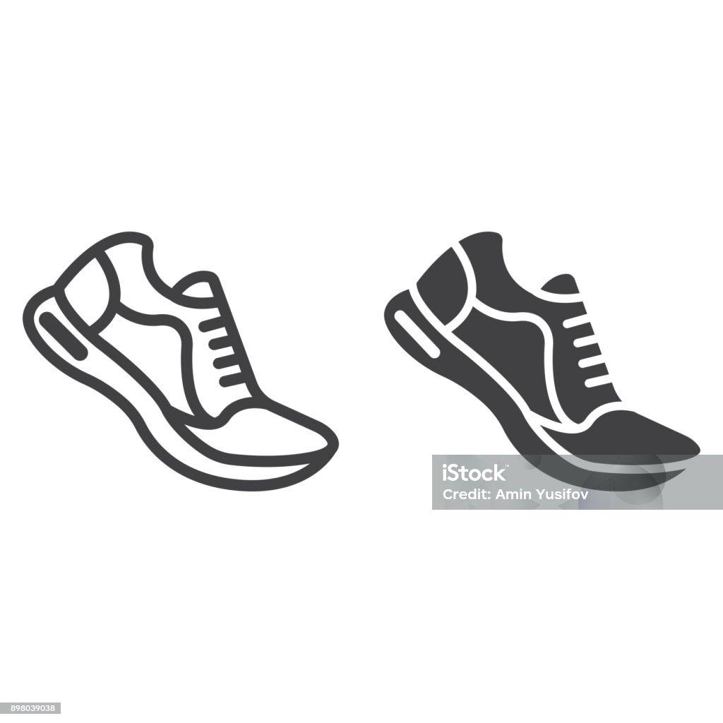 Running shoes line and glyph icon, fitness and sport, gym sign vector graphics, a linear pattern on a white background, eps 10. Icon Symbol stock vector