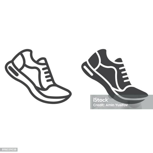 Running Shoes Line And Glyph Icon Fitness And Sport Gym Sign Vector Graphics A Linear Pattern On A White Background Eps 10 Stock Illustration - Download Image Now