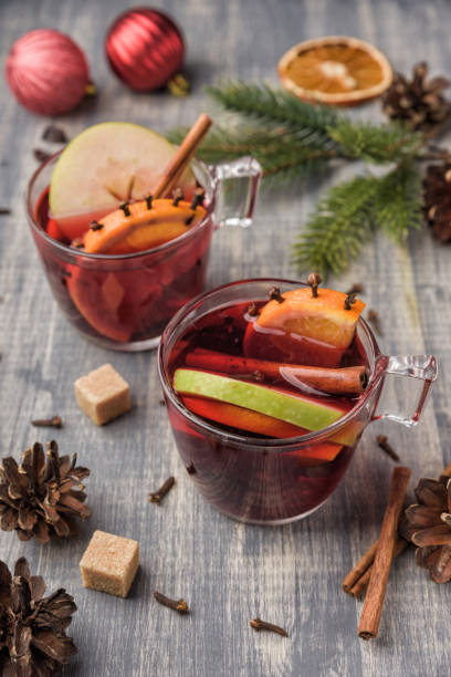 istock Christmas mulled wine on wooden background. 898043826