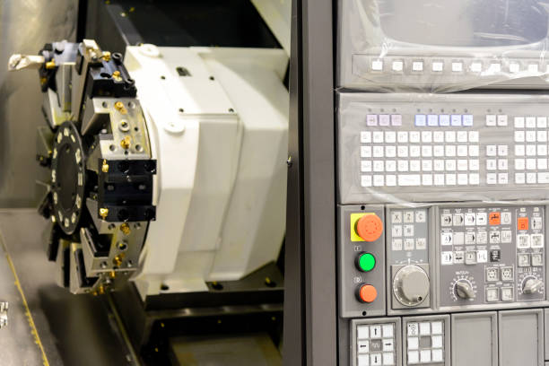 istock Close up of the CNC lathe panel .CNC lathe or CNC turning machine. 898049346