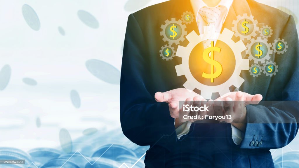 Finance and Investment concept Finance and Investment concept.Money management and Financial chart.Double exposure investment Businessman Stock Photo
