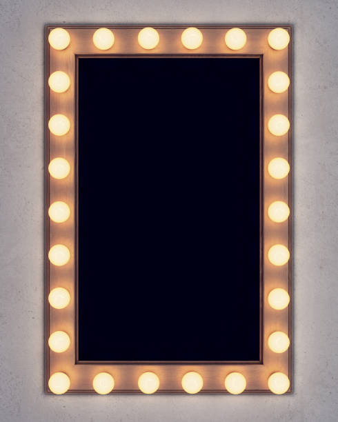 istock Wooden retro make-up mirror on concrete wall 898066264