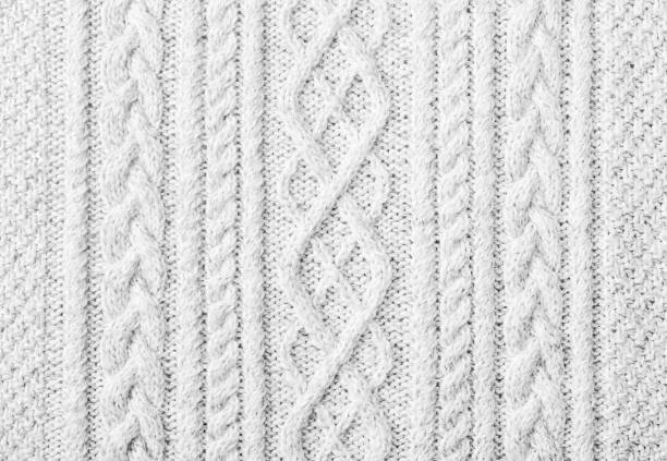 Knitted sweater texture, background with copy space Close up of white knitted sweater background, texture with copy space ivory material stock pictures, royalty-free photos & images