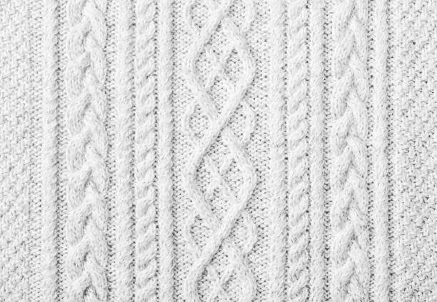 knitted sweater texture, background with copy space - lã imagens e fotografias de stock