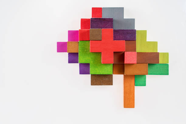 istock Human brain is made of multi-colored wooden blocks. 898084918