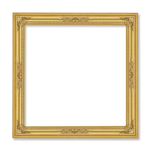 istock The antique gold frame on the white background 898098176