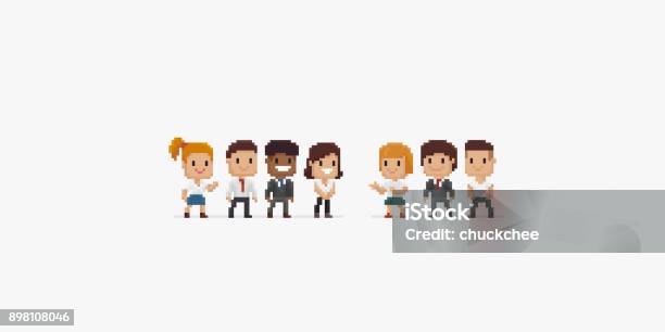 Pixel People Stock Illustration - Download Image Now - Pixelated, People, Pixel Art