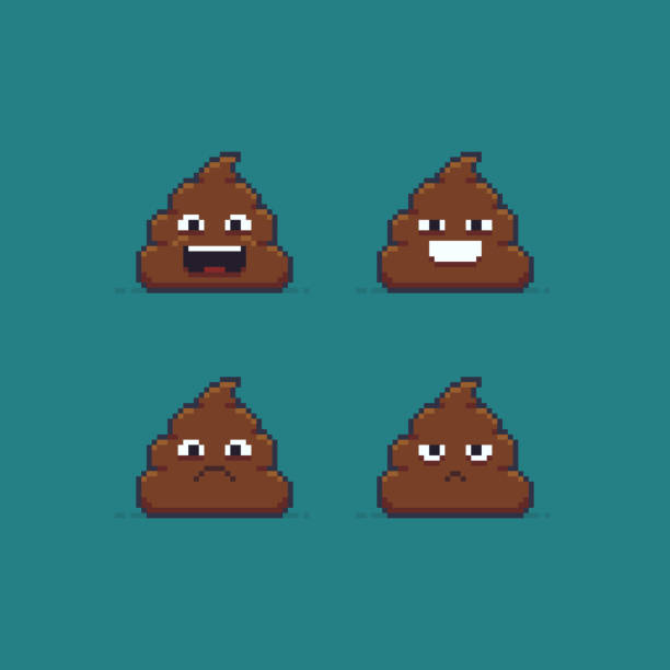 Pixel Art Poop Pixel art poop characters showing different emotions shit faced stock illustrations