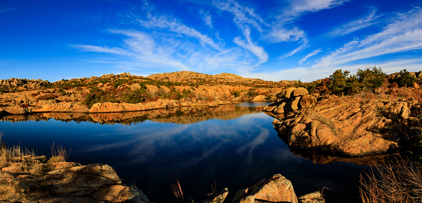 The dry environment holds the beautiful water at Wichita Mountains National Wildlife Refuge, November 2017