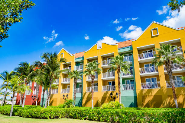 istock Balconies on Colorful Tropical Resort 898112438