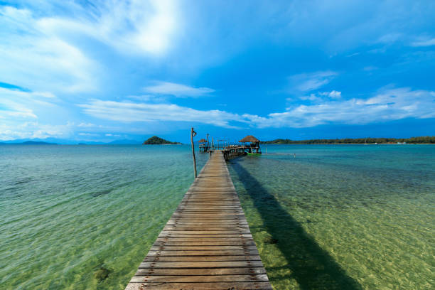 istock Wood bridge at the sea 898117352