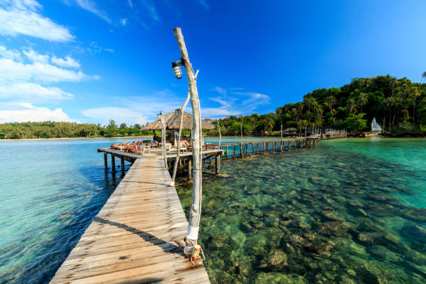 istock Wood bridge at the sea 898117406
