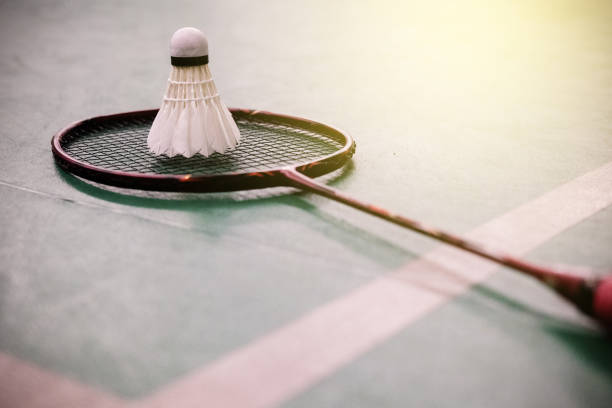 istock close up shuttlecock on racket badminton at badminton courts 898122196
