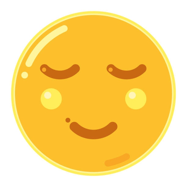 Emoji of Smiley Face in Flat Design Icon Vector Illustration Emoji of Smiley Face in Flat Design Icon Vector Illustration relieved face stock illustrations