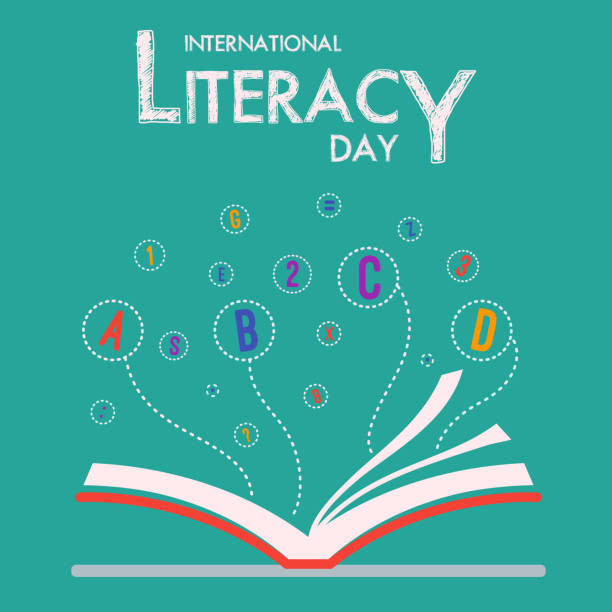 International Literacy Day with Book and Flying Alphabet Vector Illustration International Literacy Day with Book and Flying Alphabet Vector Illustration International Literacy Day stock illustrations