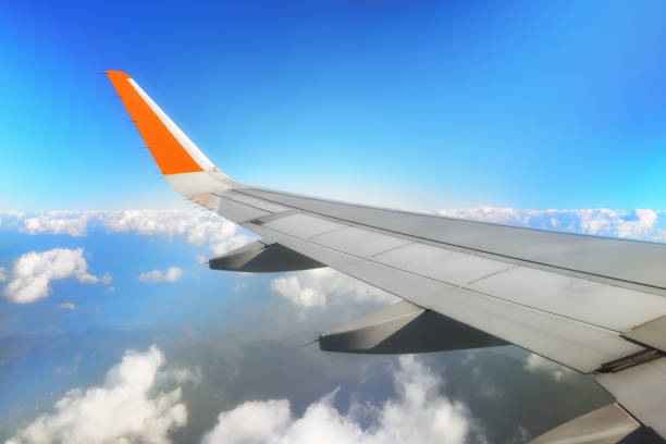Airplane wing stock photo