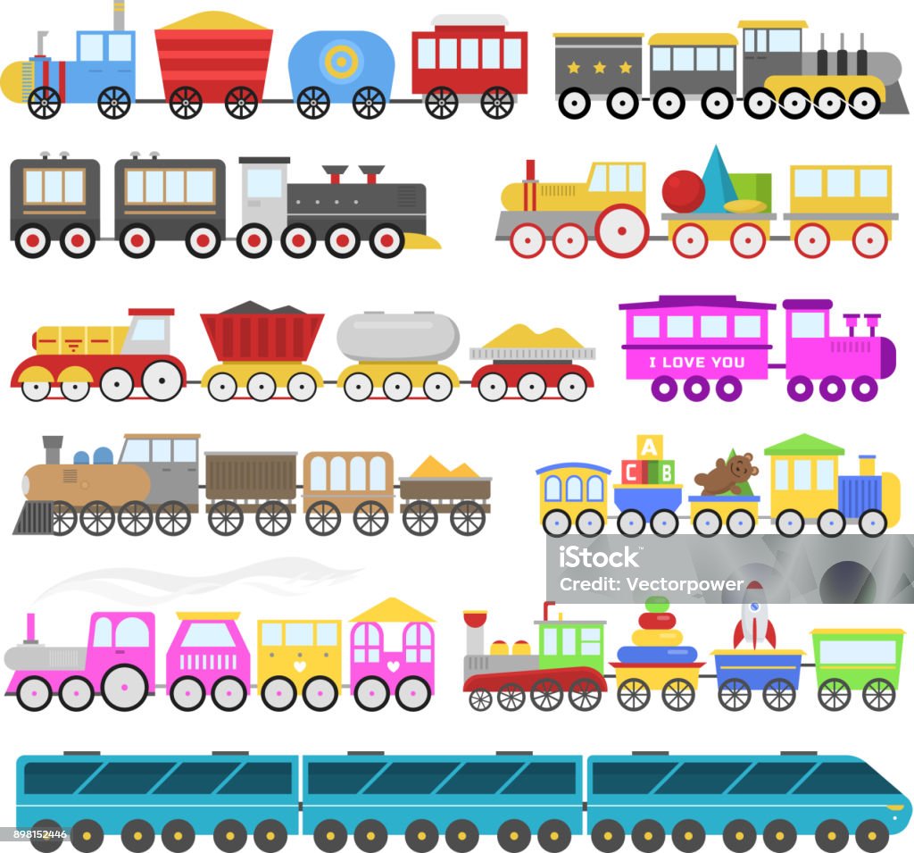 Kids train vector cartoon baby railroad toy or railway game with locomotive gifted on happy birthday to child in childhood kids toys isolated on white background illustration Kids train vector cartoon baby railroad toy or railway game with locomotive gifted on happy birthday to child in childhood kids toys isolated on white background illustration. Child stock vector