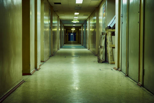 istock Corridor in old soviet research Institute building 898153392