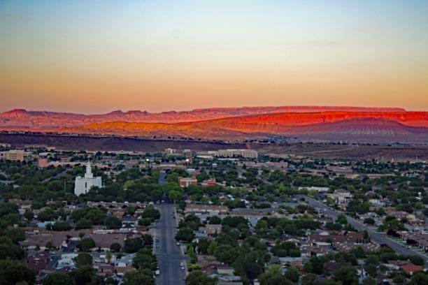 Saint George / Utah - Overlook by night Saint George / Utah at sunset mormonism photos stock pictures, royalty-free photos & images