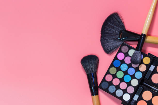 istock Set of decorative cosmetics on light colorful pink background. 898159768
