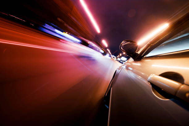 istock Car on the road with motion blur background. 898171552