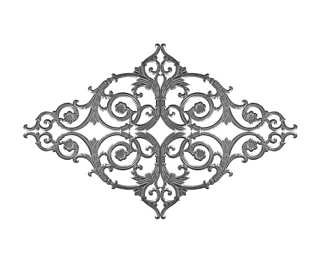 Ornament elements, vintage gray floral designs