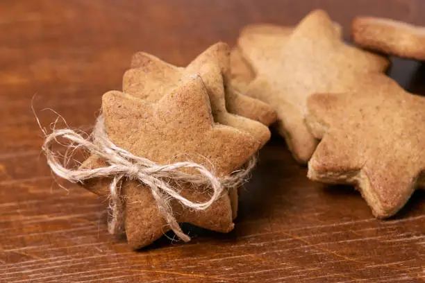 New Years gift. Delicious dessert. Gingerbread stars.