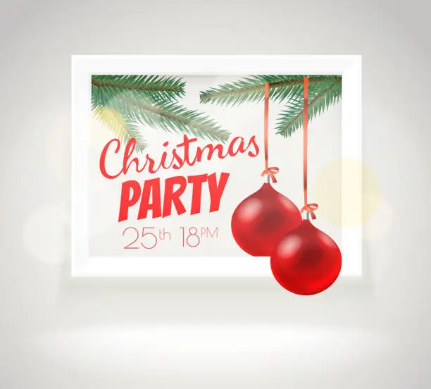 Vector illustration of Christmas greeting card layout. Party announcement vector template