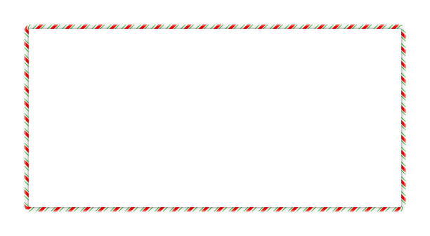 illustrazioni stock, clip art, cartoni animati e icone di tendenza di bordo cornice canna caramella per design natalizio isolato su sfondo bianco - bastoncino di zucchero