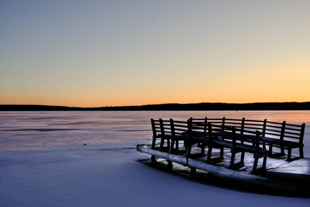 Lake Mälaren, Sigtuna, in the winter, covered in ice.