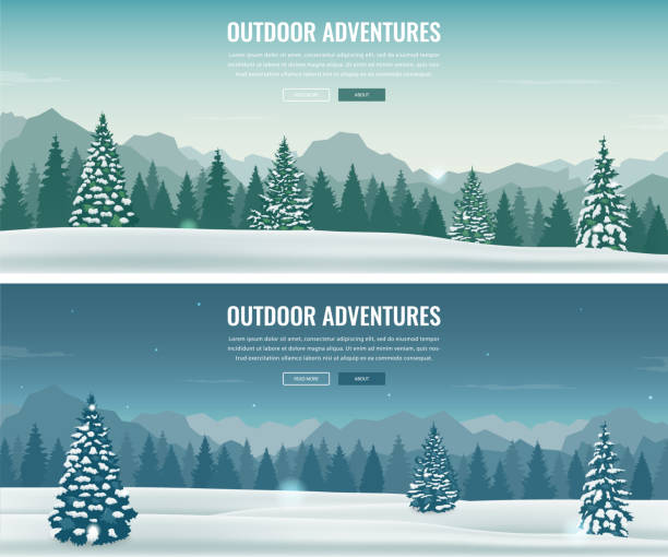 Landscape with mountain peaks. Winter sport vacation and outdoor recreation. Concept website template. Vector Landscape with mountain peaks. Winter sport vacation and outdoor recreation. Concept website template. Vector illustration provence alpes cote dazur stock illustrations