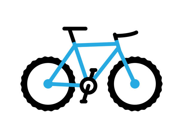 illustrations, cliparts, dessins animés et icônes de blue mountain bike - wheel training sports training bicycle