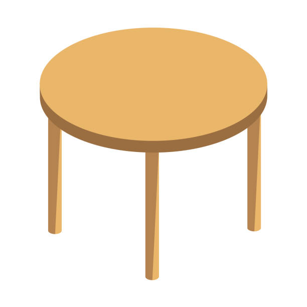白い背景の上の分離された木製円卓図 - dining table table cartoon dining点のイラスト素材／クリップアート素材／マンガ素材／アイコン素材