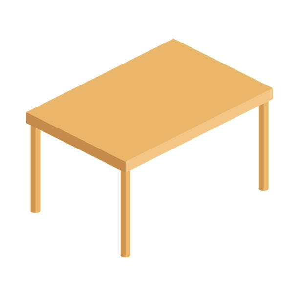 白い背景の上の分離された長方形の木製のテーブル イラスト - dining table table cartoon dining点のイラスト素材／クリップアート素材／マンガ素材／アイコン素材