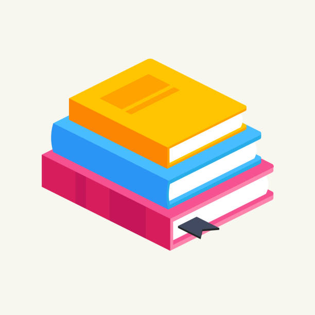 ilustrações de stock, clip art, desenhos animados e ícones de vector set of colorful vertical stack of books in isometric - livro de textos