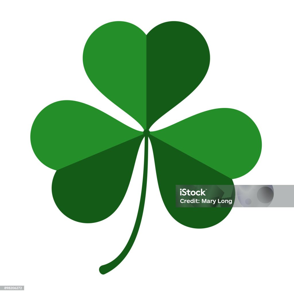 Vector three leaf green clover leaf for St. Patrick's day isolated on white background three leaf green clover leaf in shape of heart, an attribute to St. Patrick's day, abstract clover vector illustration isolated on white background St. Patrick's Day stock vector