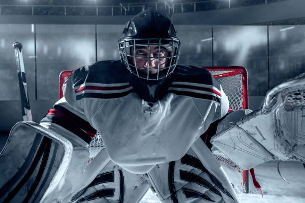 istock Ice hockey goalkeeper protects the goal 898211128